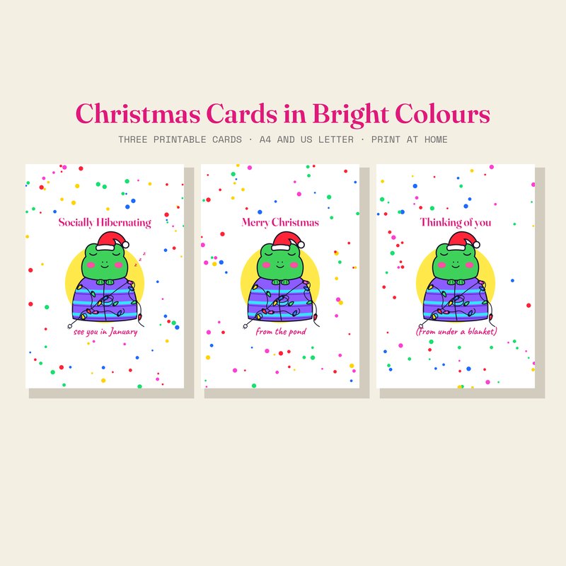 Bright Christmas Cards: the three printed cards